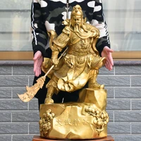 73cm large huge home shop hall lobby efficacious talisman money drawing god of wealth gold guan gong guandi brass art sculpture