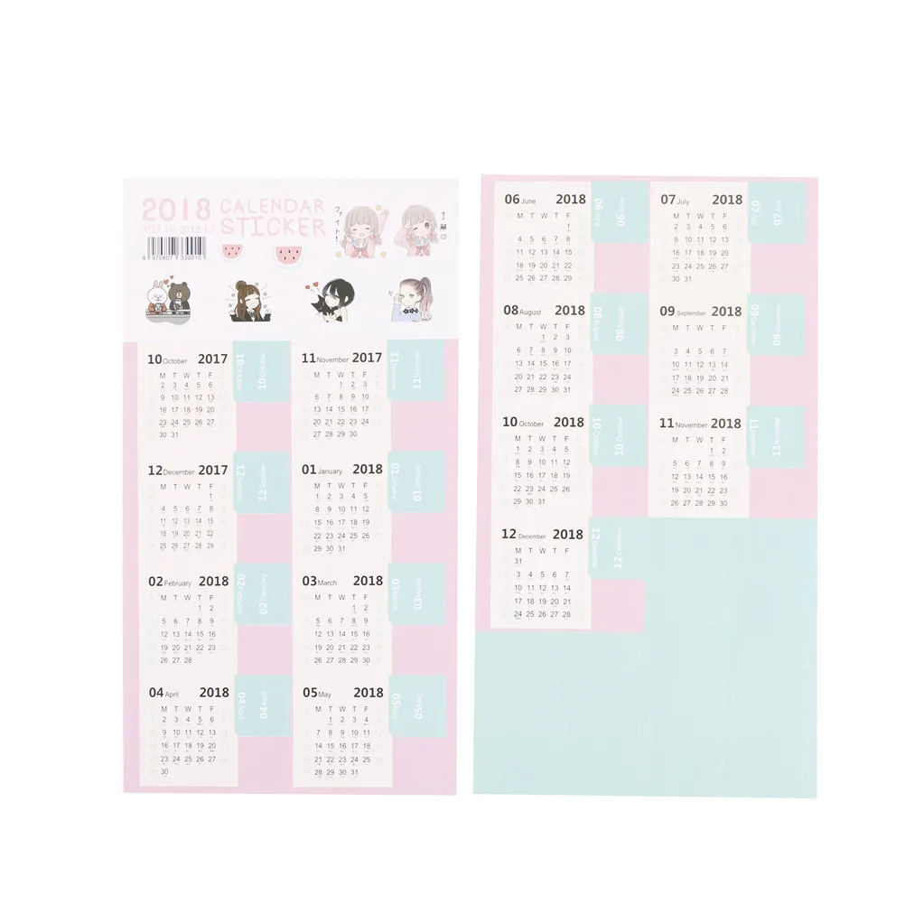 2018 календарь наклейка Блокнот индекс ежемесячная категория наклейки аксессуары