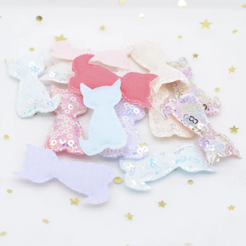 12 шт. 32*42 мм блестящие аппликации Kawaii Cat Мягкие для DIY детские заколки волос