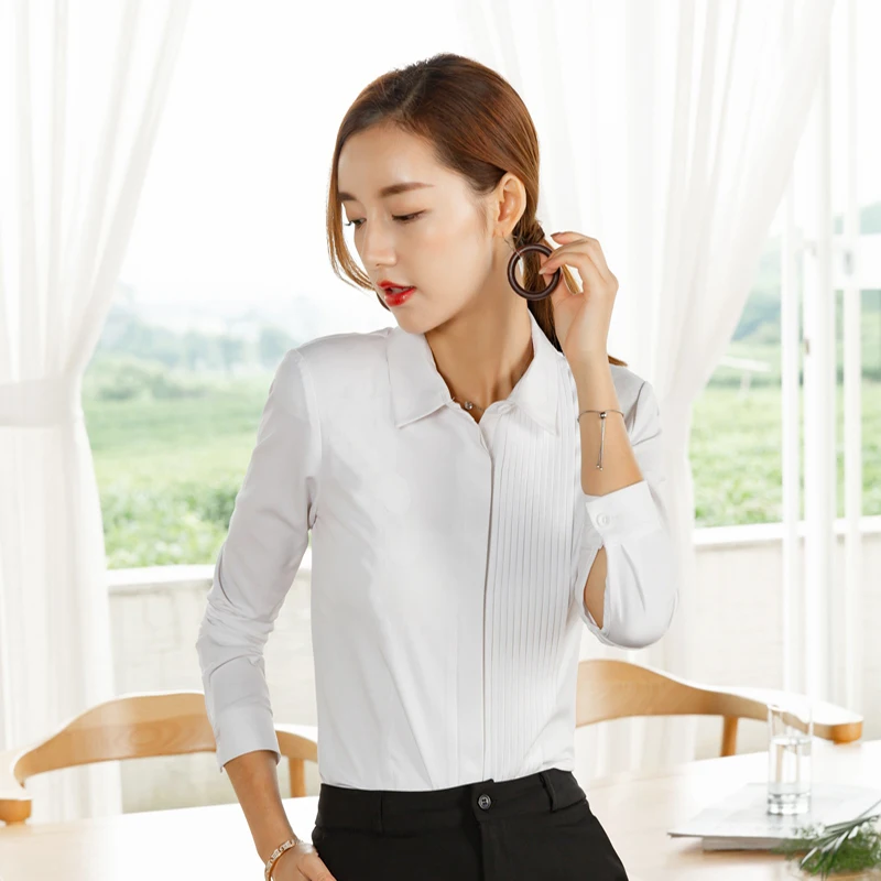 Формальная Осенняя новая одежда 2018 белая мягкая офисная Дамская блузка топы