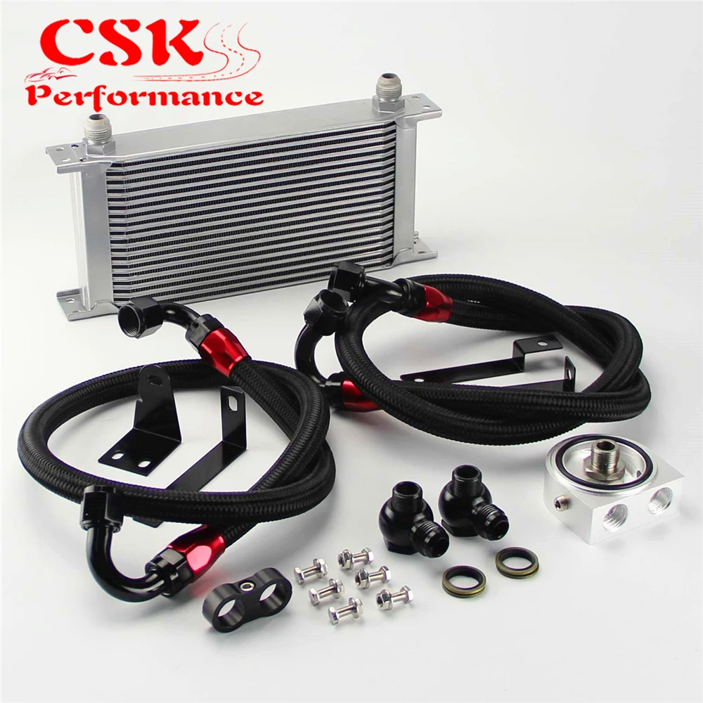 Алюминиевый 19-рядный масляный радиатор двигателя с адаптером фильтра подходит