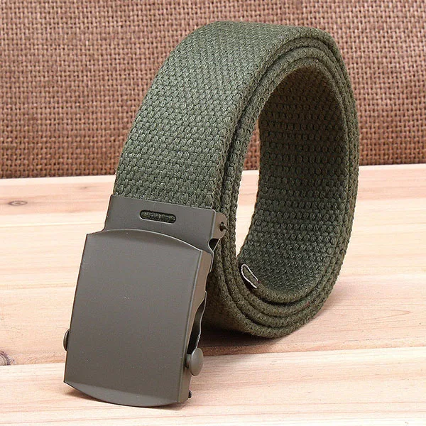 F Army green 1 Лучший YBT унисекс Открытый Холст ремень Железный Автоматическая пряжка ремень Военная тактика повседневные ковбойские брюки многоцветный мужской женский ремень - Цвет: F Army green 1