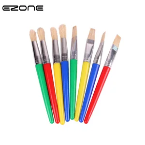 EZONE Candy Color Plastic Handel Paint Brush Bristel Brushes For Children Oil Watercolor Painting Gr in USA (United States)