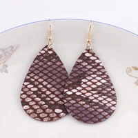 snakeskin leather earrings for women trendy boho leather teardrop earrings jewelry wholesale