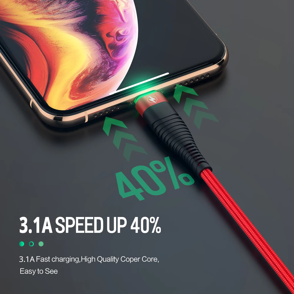 ROCK Led светильник Usb кабель для iphone 5 5s 6 6s 7 8 Plus X шнур iPad Usb зарядное освещение кабель синхронизации данных передачи данных 8 Pin