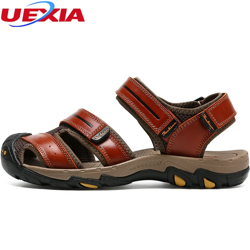 UEXIA 2018 Mens Sandals Leather Summer Beach Dress Fashion Outdoor Shoes Walking Sport Male Casual | Обувь
