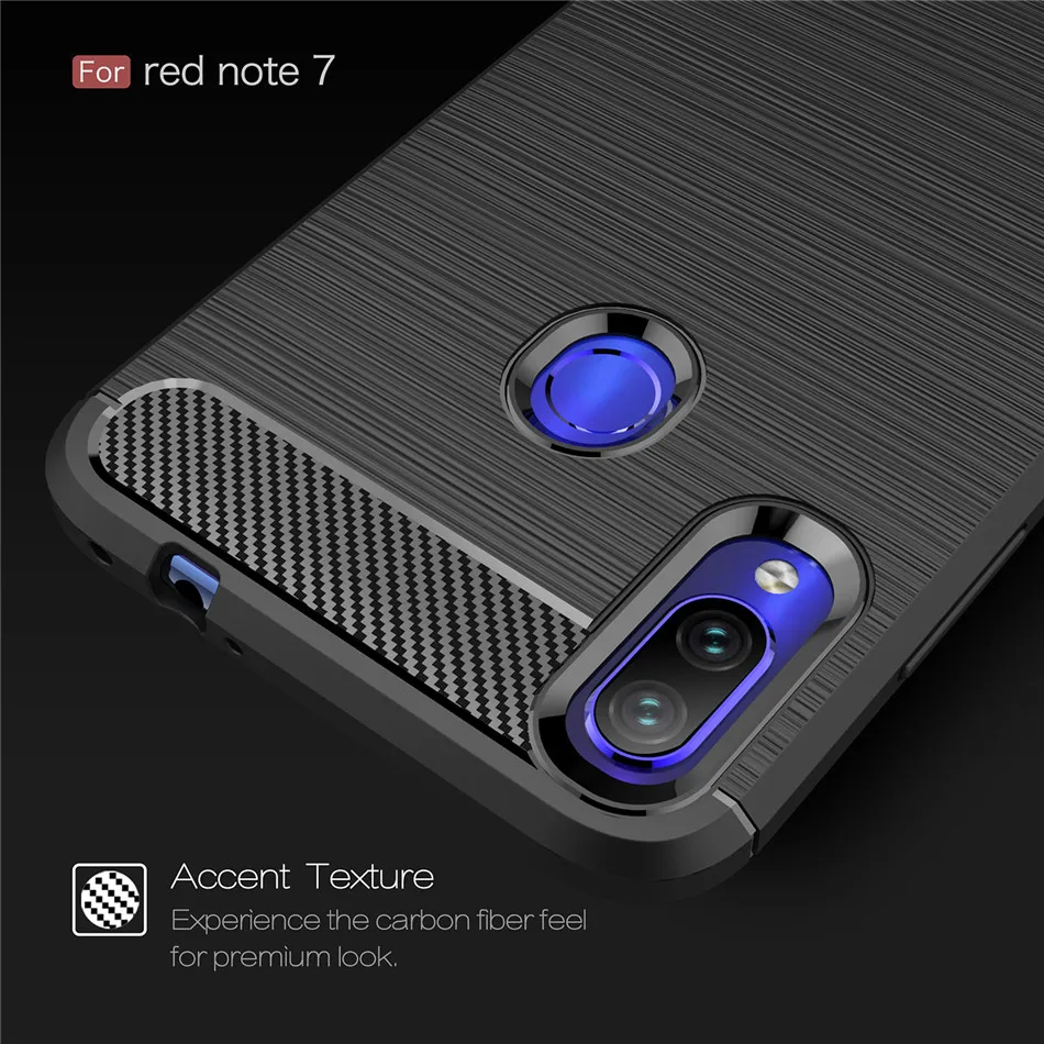 Чехол для Xiaomi Redmi Note 7 Pro Силиконовый ТПУ из углеродного волокна Мягкий