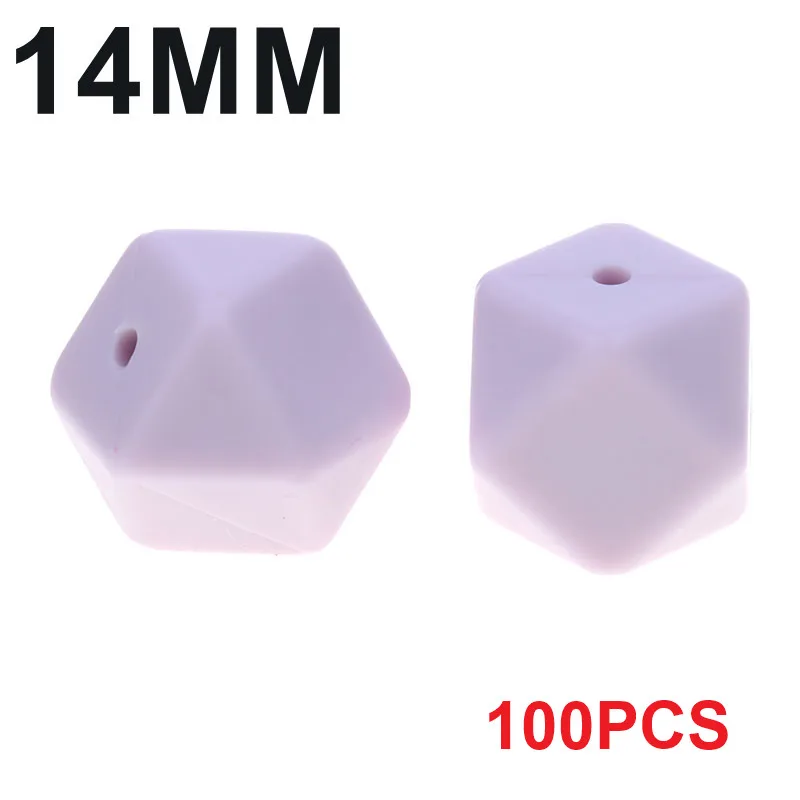 63 Lilac Purple Fkisbox, Bpa бесплатно, 14 мм, 100 шт., силиконовые шестигранные бусины, детские жевательные прорезыватели, прорезыватели, ожерелье, соска, цепочка, сделай сам, подарок для малышей - Цвет: 63 Lilac Purple
