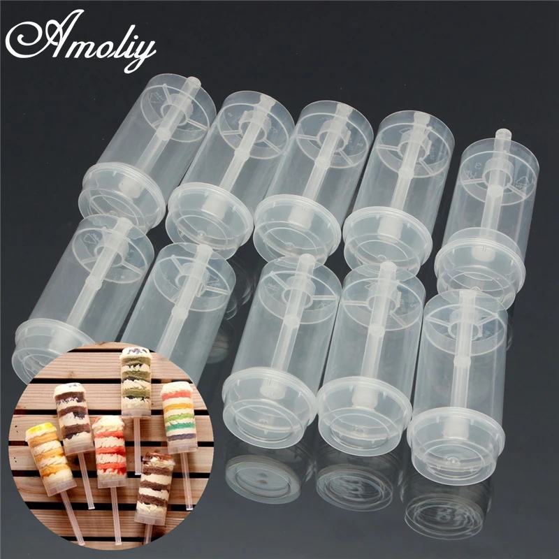 Aomily DIY 10 шт./компл. пластиковый прозрачный пуш ап поп торт контейнеры крышки