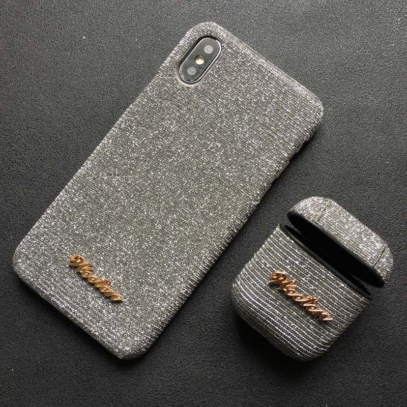 1 Set Gray Сияющий блестящий чехол для телефона для iPhone 11 Pro X 7 8 6 6S Plus XS чехол для MAX XR Блестящий Bluetooth беспроводной ушной чехол для телефона для AirPods - Цвет: 1 Set Gray