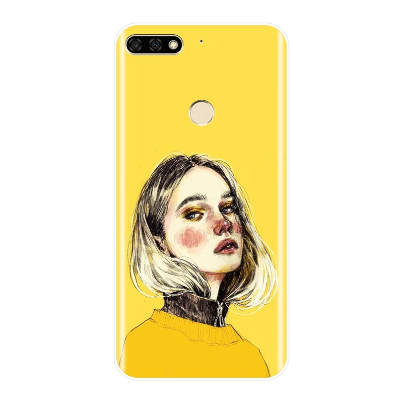 Задняя крышка для Huawei Honor 7 8 9 10 Lite 7S 7X 7A 7C Pro Art Girl мягкий силиконовый чехол телефона
