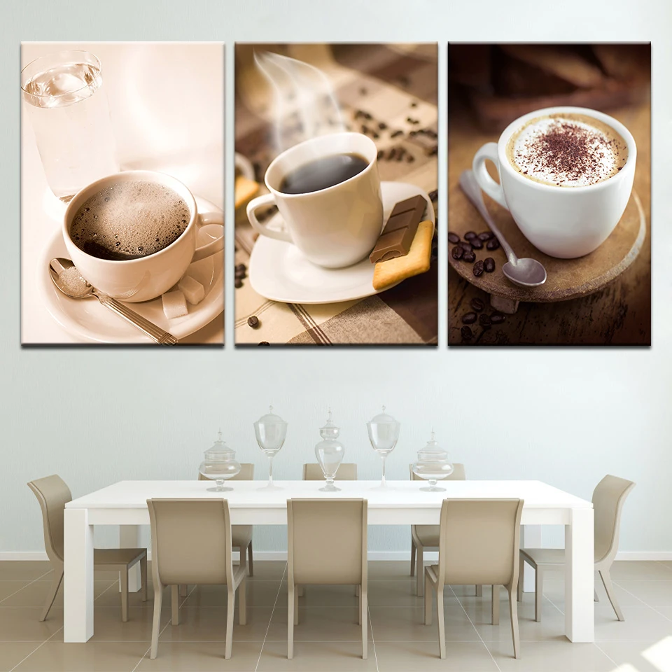 Кафе Печать на холсте Горячая стену с изображением чашечки кофе художественные