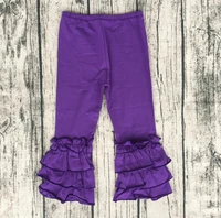 elegant girl fashion pants cheap price icing baby leggings for toddler girl children triple ruffle purple pants