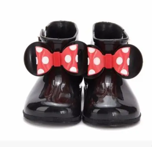 balck Mini Melissa/милые резиновые сапоги с Микки-Маусом и бантом; сапоги для девочек; Новинка года; Водонепроницаемая Обувь для девочек; детские резиновые сапоги; непромокаемые сапоги для малышей - Цвет: balck