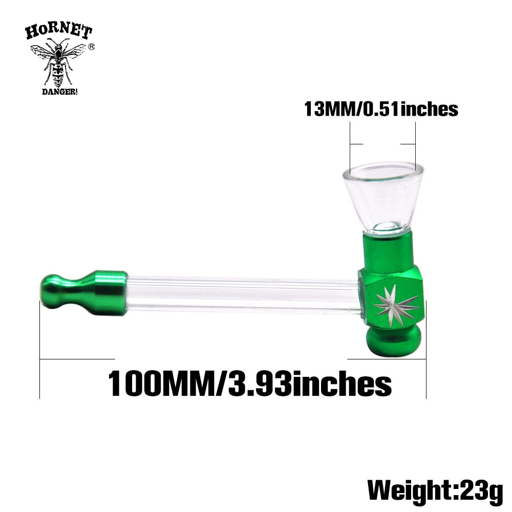 HORNET стеклянные курительные трубки листья тяга 13 мм Металлические травы трубы