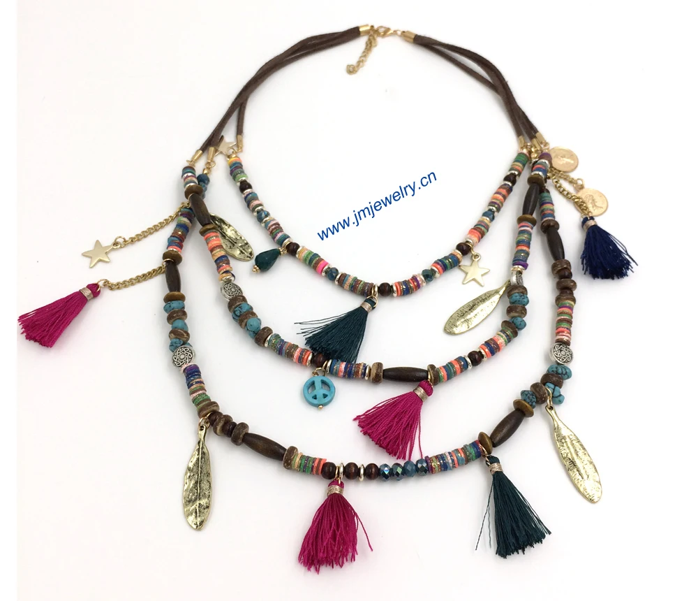 Handmade jewelry wholesale Boho style beaded necklace statement Necklace tassel summer style for sea beach Bohemia collier
Handmade jewelry wholesale Boho style beaded necklace statement Necklace tassel summer style for sea beach Bohemia collier