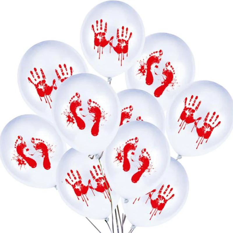 10 шт. латексные воздушные шары на Хэллоуин кровяная ручная печать следы ужасов