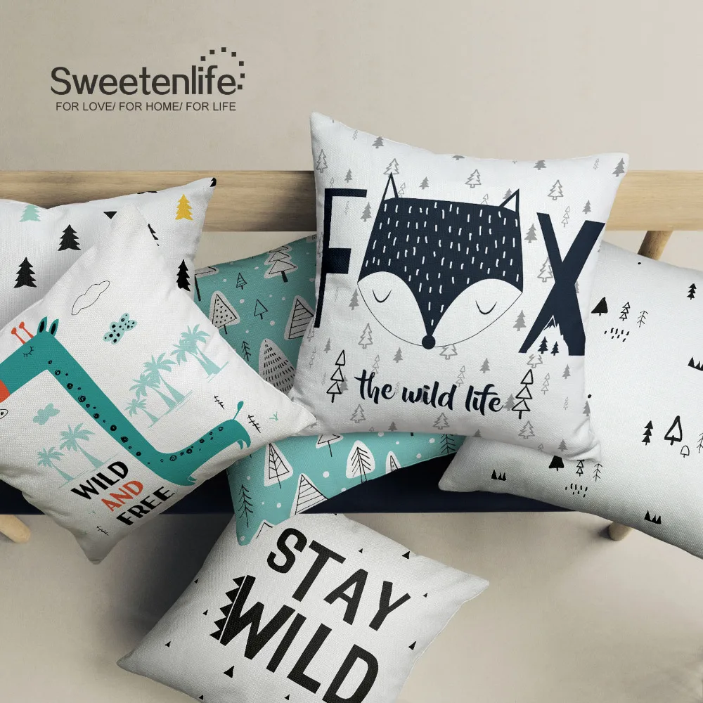 Sweetenlife симпатичная наволочка с мультяшным рисунком черно белая лесная