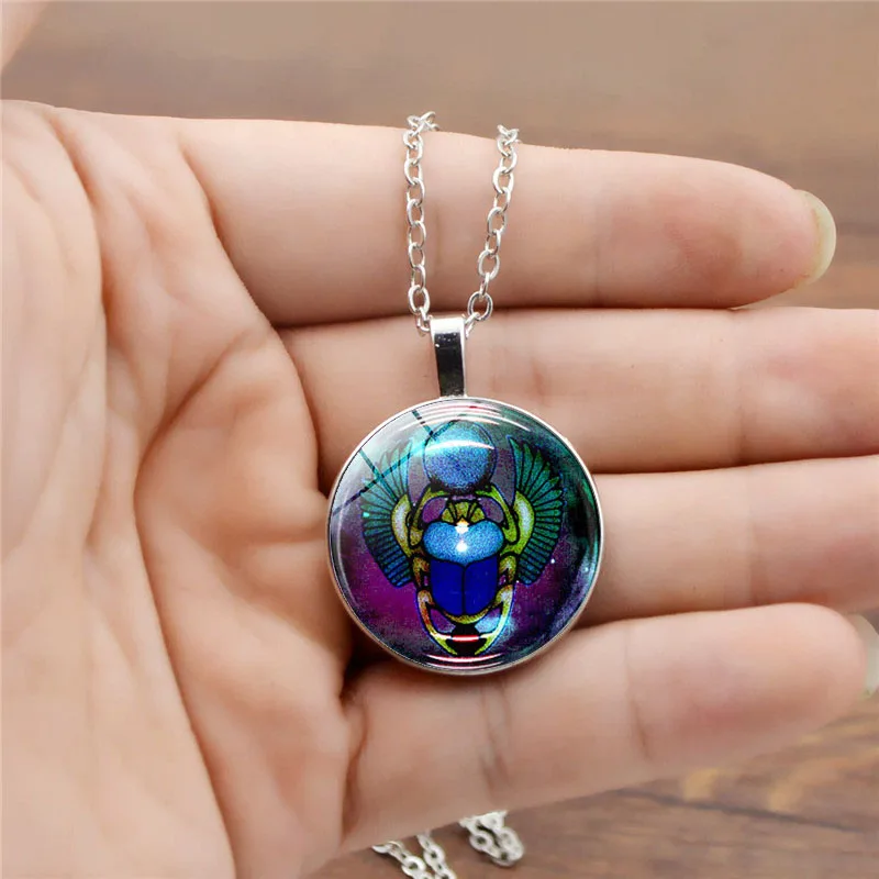 Египетский Жук с круглыми стеклянными подвесками подвески из сплава античные