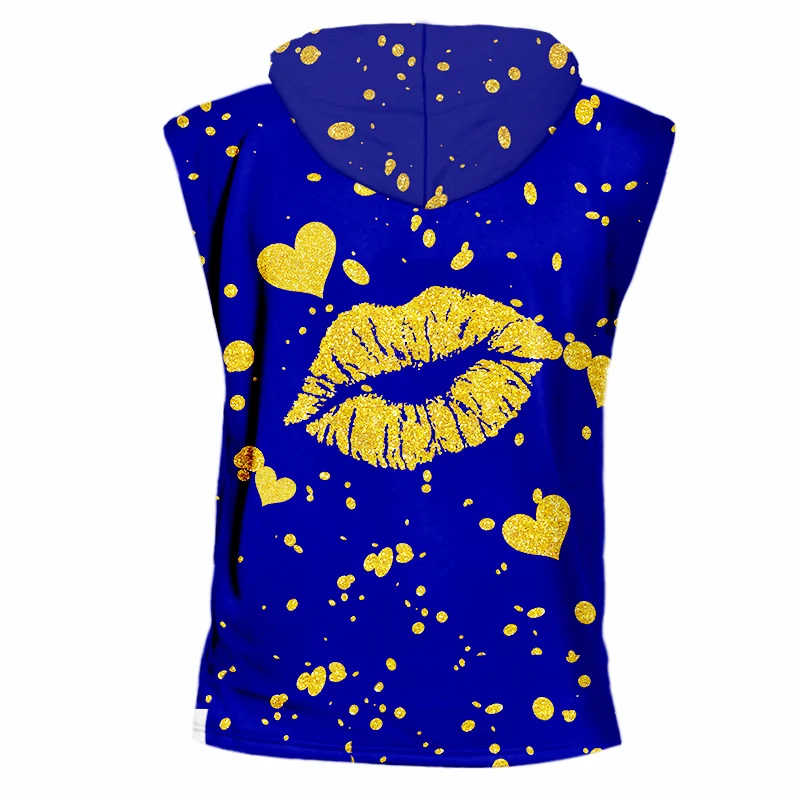 OGKB 2019 золотой и синий большой размер Специальная футболка с капюшоном губами