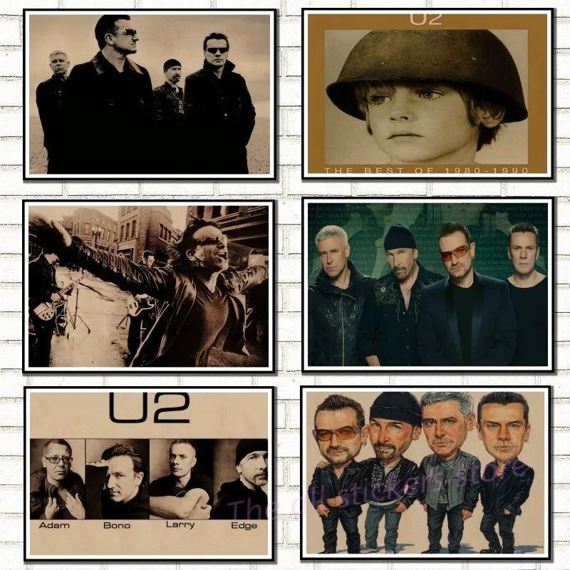 Плакат U2. Ирландия Декор для дома плакат. Постер из крафт бумаги с музыкой в виде