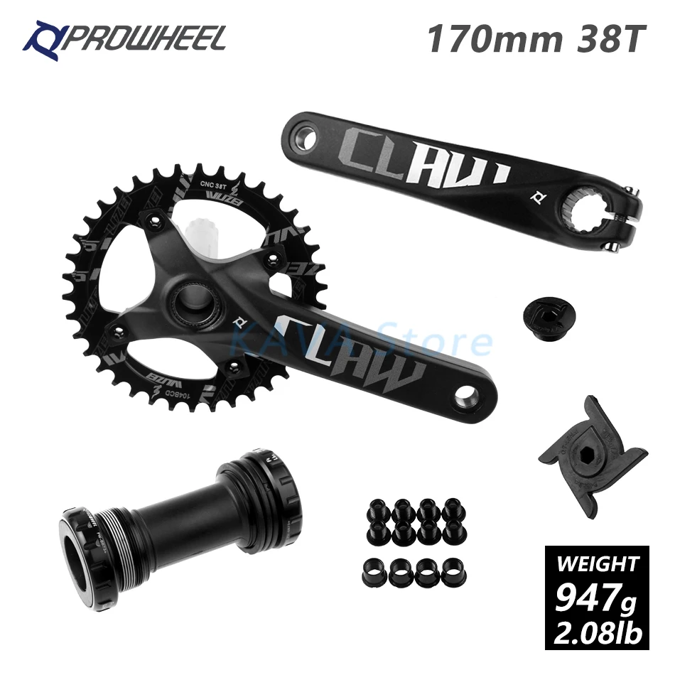 Горный велосипед MTB велосипедные рукоятки передняя Звездочка 104BCD звездочки 170/175 мм Звездочка Круглый 30/32/34/36/38T каретка BB кривошипно комплект - Цвет: 170 Black 38T and BB