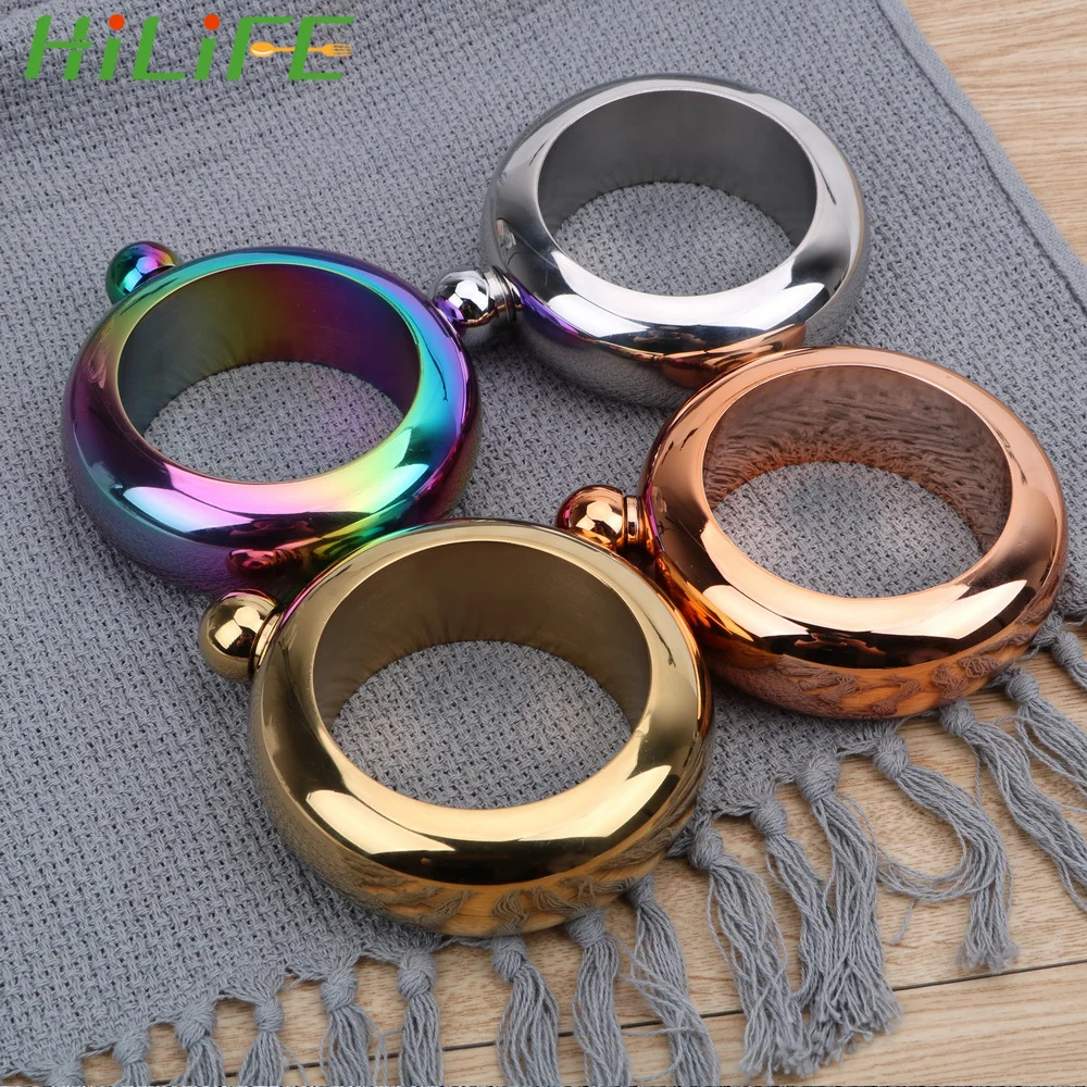 Hilife 3.5 Oz Bangle Heupfles Voor Whiskey Vodka Alcohol Armband Elegante Wijn Fles Ronde Chic Heupfles Drinkware Accessoires