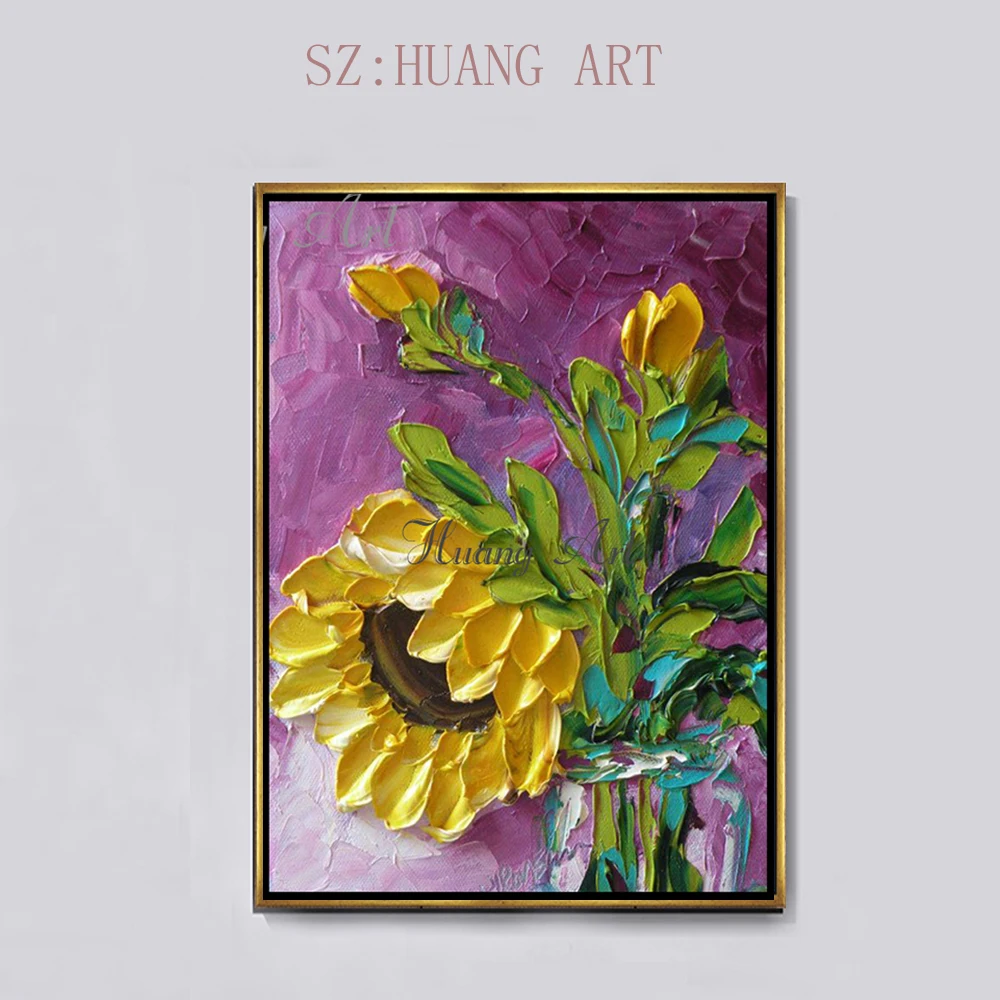 

Hand painted oil painting impression sunflower flower landscape abstract modern living room hallway corridor decorative painting