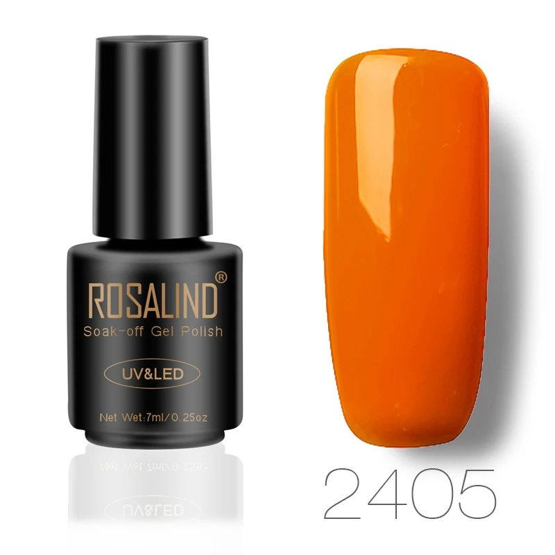 2405 ROSALIND 7 мл, флакон, черный цвет, чистый цвет, набор для полировки ногтей, лак, УФ светодиодный, впитывающий Полупостоянный лак для ногтей - Цвет: 2405