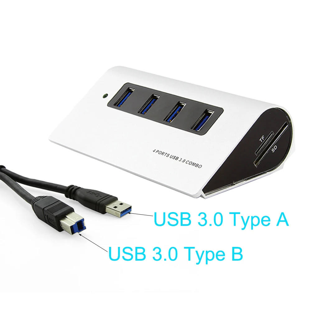 CHYI 4 порта USB3.0 концентратор 4 порта и USB 3,0 разветвитель для SD/TF 5 Гбит/с высокоскоростной кардридер с адаптером питания комбо для ПК ноутбука
