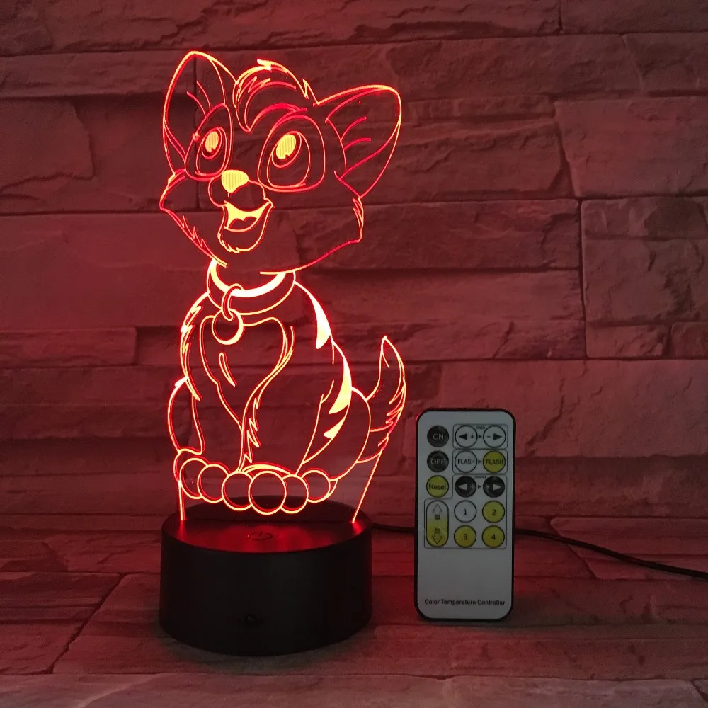 Мультяшная лампа для собак ночник 3D светодиодный USB сенсорный выключатель с
