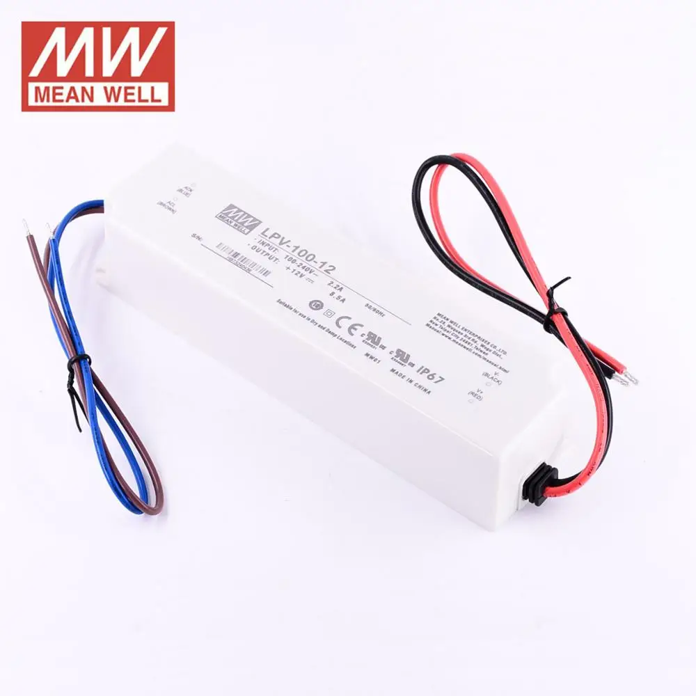 MEANWELL LPV 100W DC 12 В 24 Светодиодный источник питания водонепроницаемый 5 15 в 36