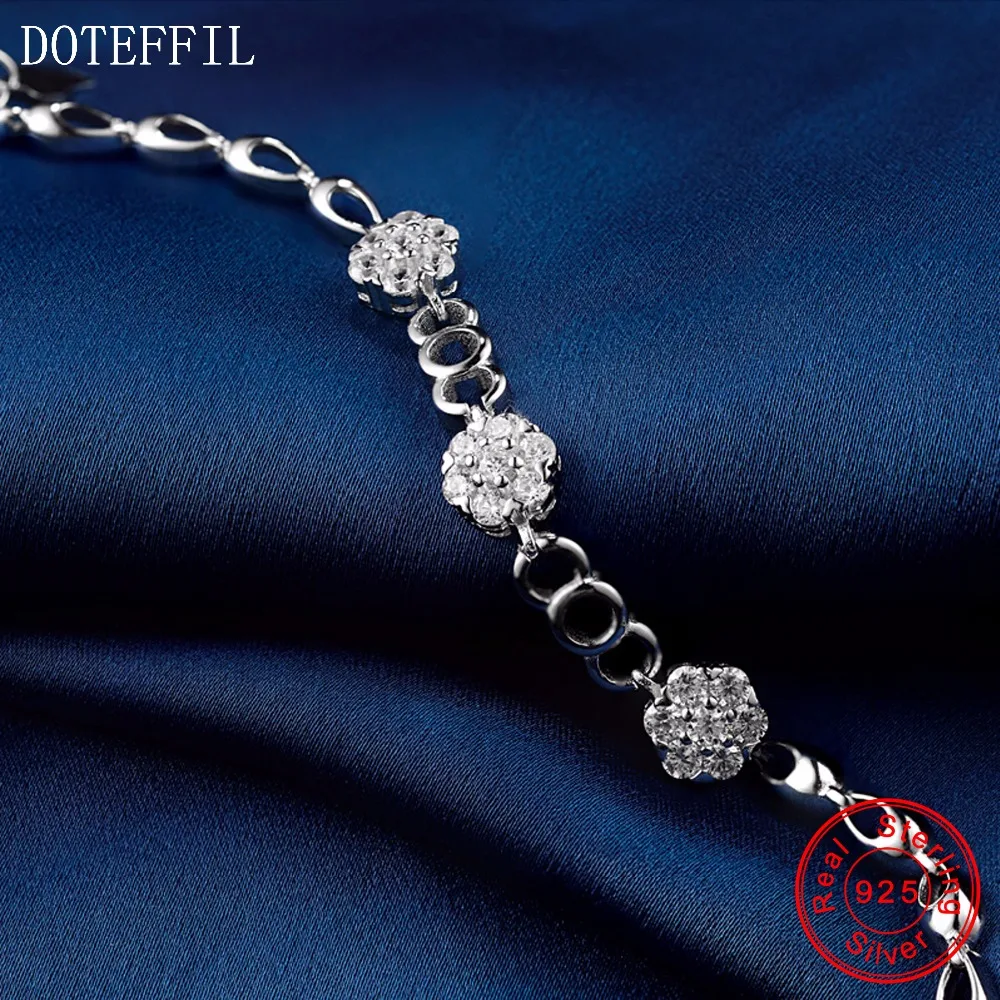 Очаровательный браслет для женщин из стерлингового серебра 925 пробы с цветком