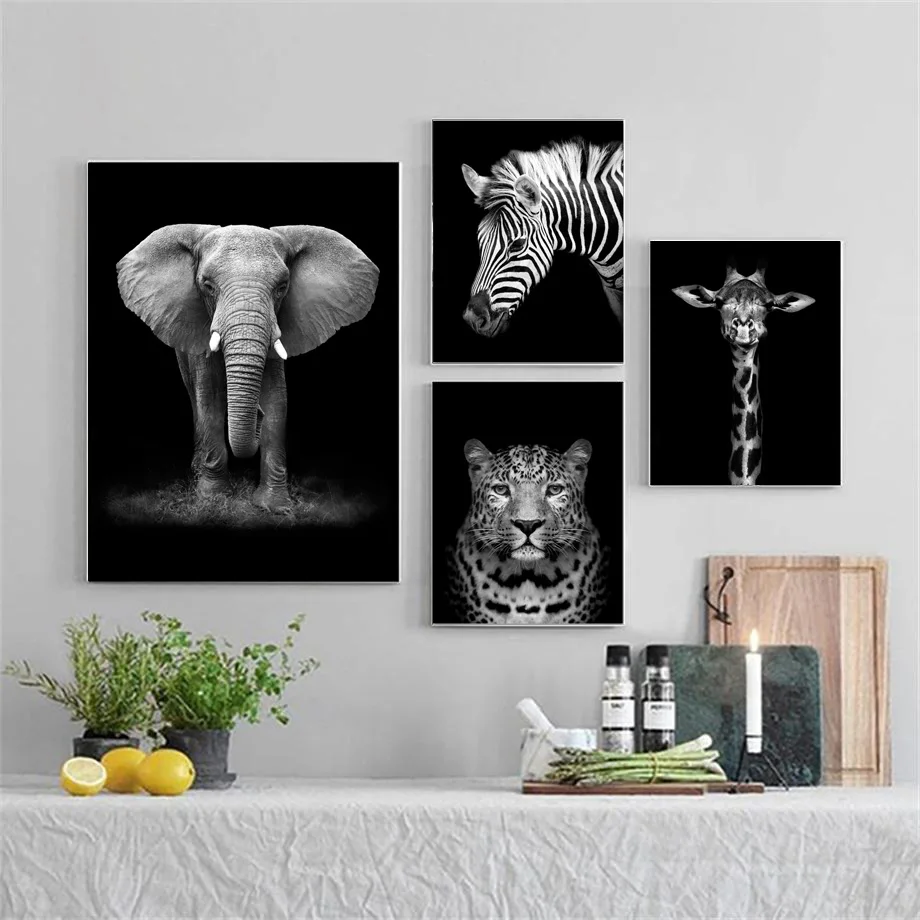 

Elephant Tiger Giraffe Tiger Deer leopard Wall Art Canvas Painting Nordic Posters And Prints Wall Pictures For Living Room Decor