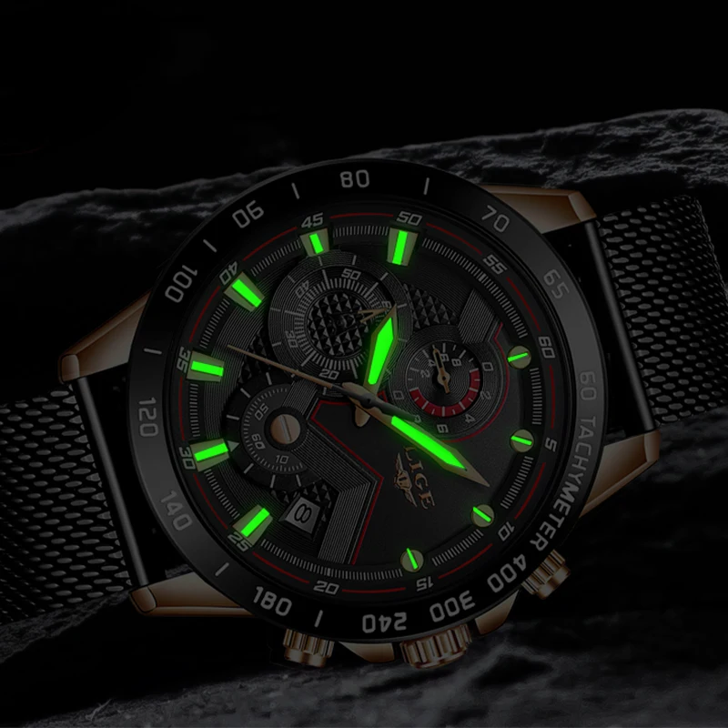 LIGE мужские многофункциональные ультратонкие часы брендовые Бизнес Кварцевые