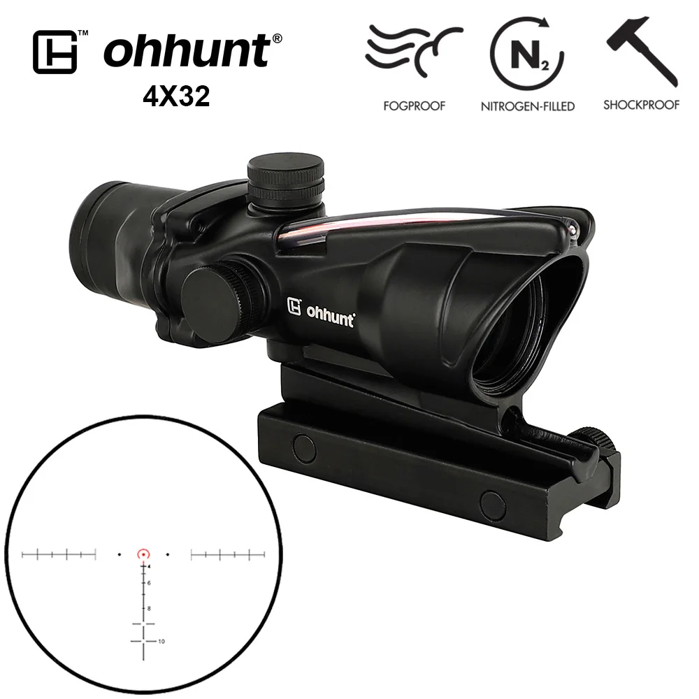 Reticle Model 3 Red Ohhunt 4X32 охотничий прицел BDC шеврон Подкова баллистическая сетка тактический прицел для cal. 223. 308 винтовка принт ваш логотип - Цвет: Reticle Model 3 Red