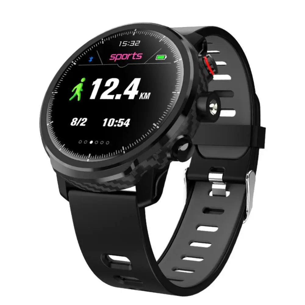 Черный Смарт-часы Microwear L5, мужские, IP68, водонепроницаемые, в режиме ожидания, 100 дней, несколько видов спорта, мониторинг сердечного ритма, погоды, умные часы - Цвет: Черный