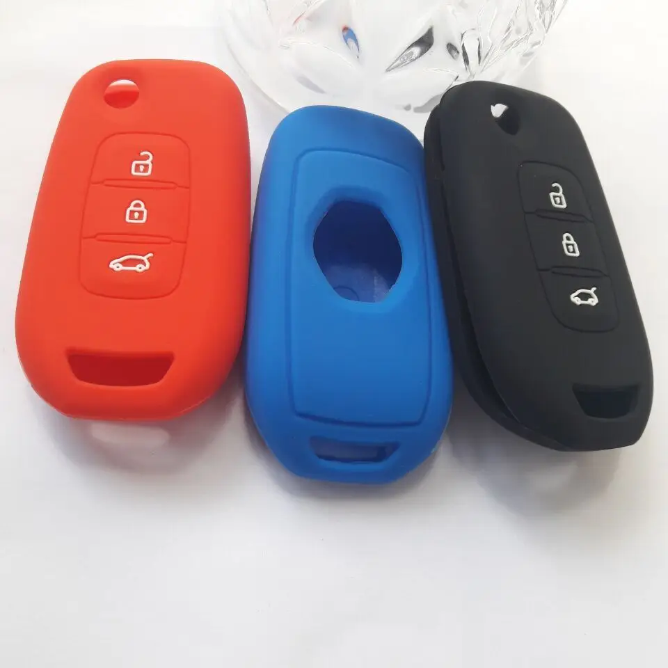 Автомобильный Дистанционный силиконовый чехол для ключей для Renault Flip FOB Shell Holder 3 Button Key Entry