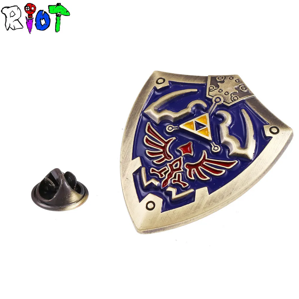 Легенда о Зельде щит значок брошь 2 вида цветов аниме мультфильм крутой медаль