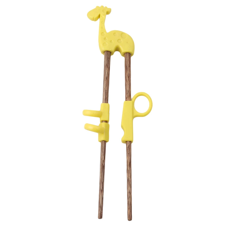 Yellow Giraffe Милые детские палочки для еды для детей, детские деревянные Мультяшные Обучающие многоразовые соломенные учебные палочки для еды, домашние детские товары - Цвет: Yellow Giraffe