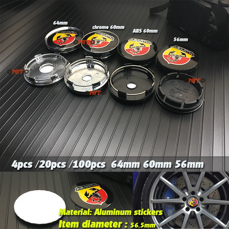 4 шт. 20 штук 100 56 мм 60 64 135 Abarth из АБС пластика/ПВХ автомобиль колесная Центральная