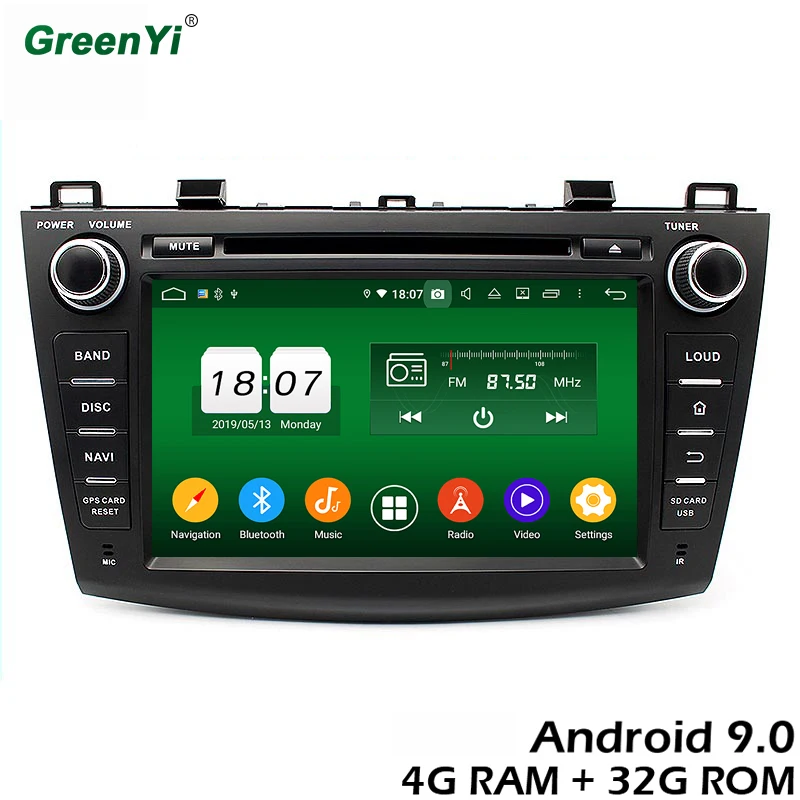 GreenYi 4G ram Android 9 0 автомобильный DVD для Мазда 3 2009 2012 DSP радио gps мультимедийный плеер