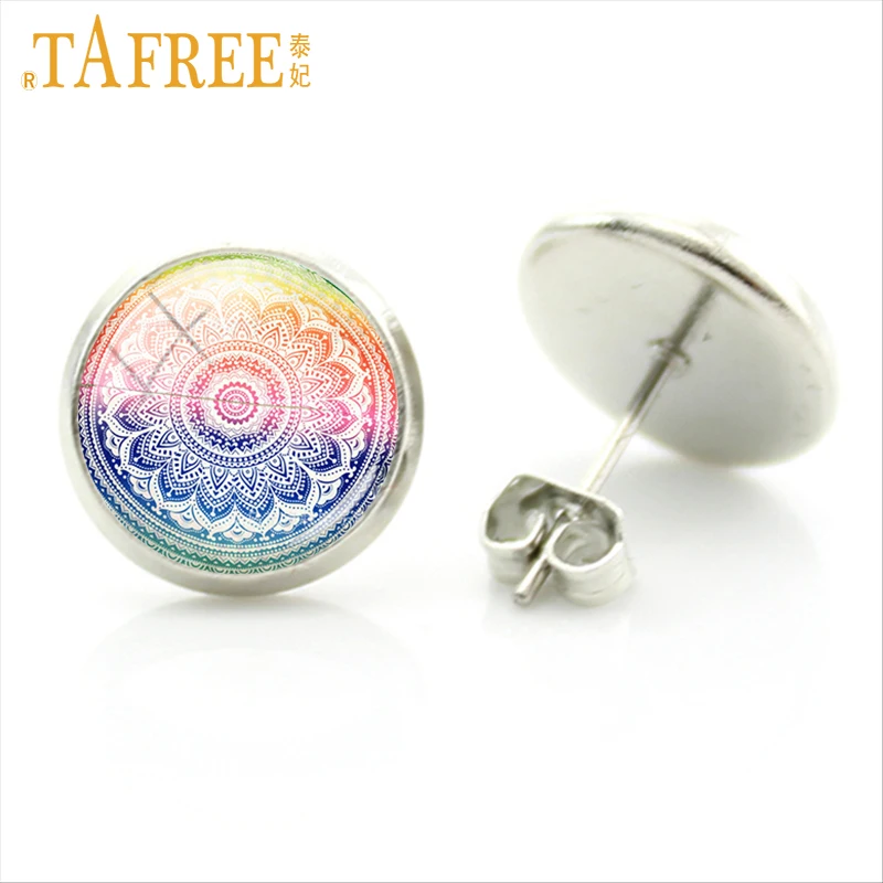 Винтажные серьги гвоздики TAFREE в стиле Хиппи Мандала богемные с помпонами Пейсли