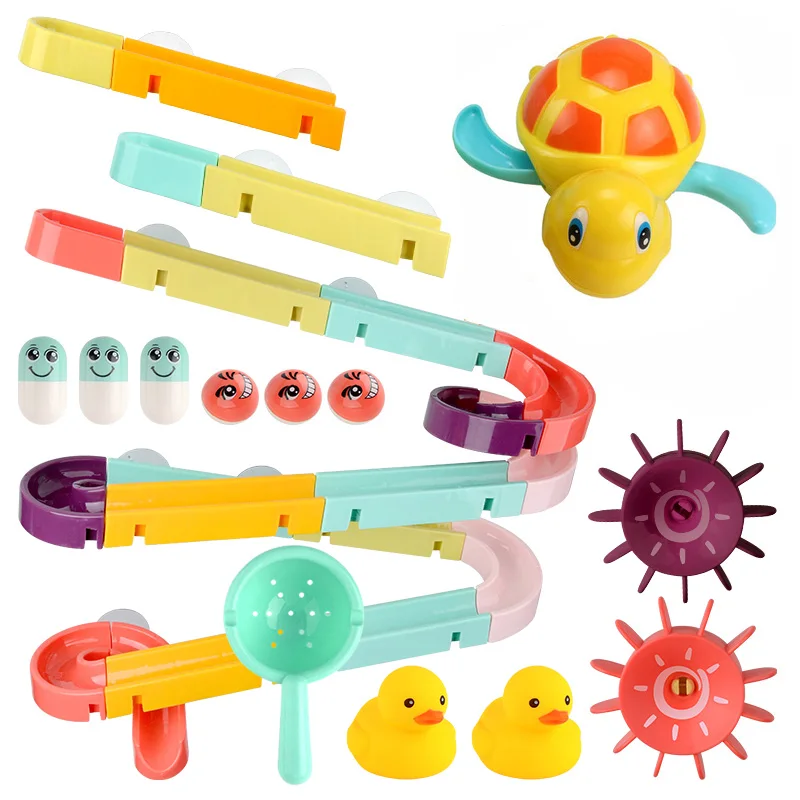 Kids Shower Bath Toys Suction cup track water games toys summer baby play water Bathroom bath shower water toy kit - Цвет: 45PC