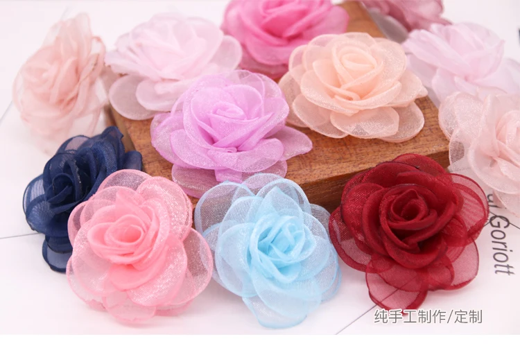 10 шт. Diy аксессуары для волос Роза снег Марля 3D Камелия шпильки ручной работы RS1282 |