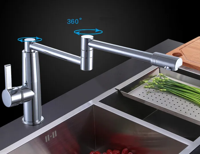 Складной кухонный кран с креплением на палубе вращается 360 градусов одной ручкой