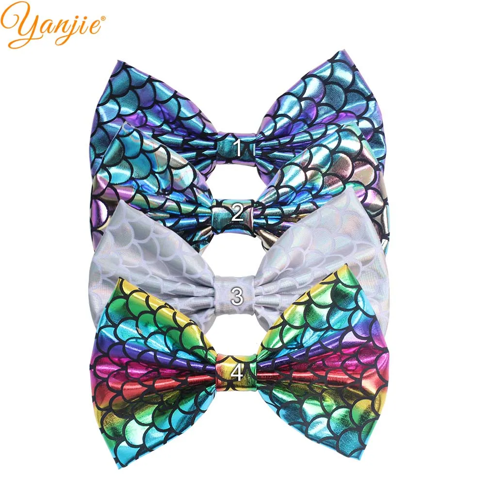 10 шт./лот 7 ''большой бант русалки для девочек блестящие металлические банты