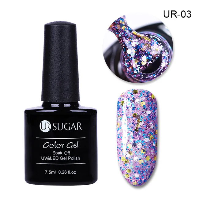 UR-03 Ur Sugar Блестящий Гель-лак для ногтей Лазерные Блестки УФ Гель-лак для ногтей впитывающийся Полупостоянный гель блестящие, дизайн ногтей лак верхнее покрытие - Цвет: UR-03