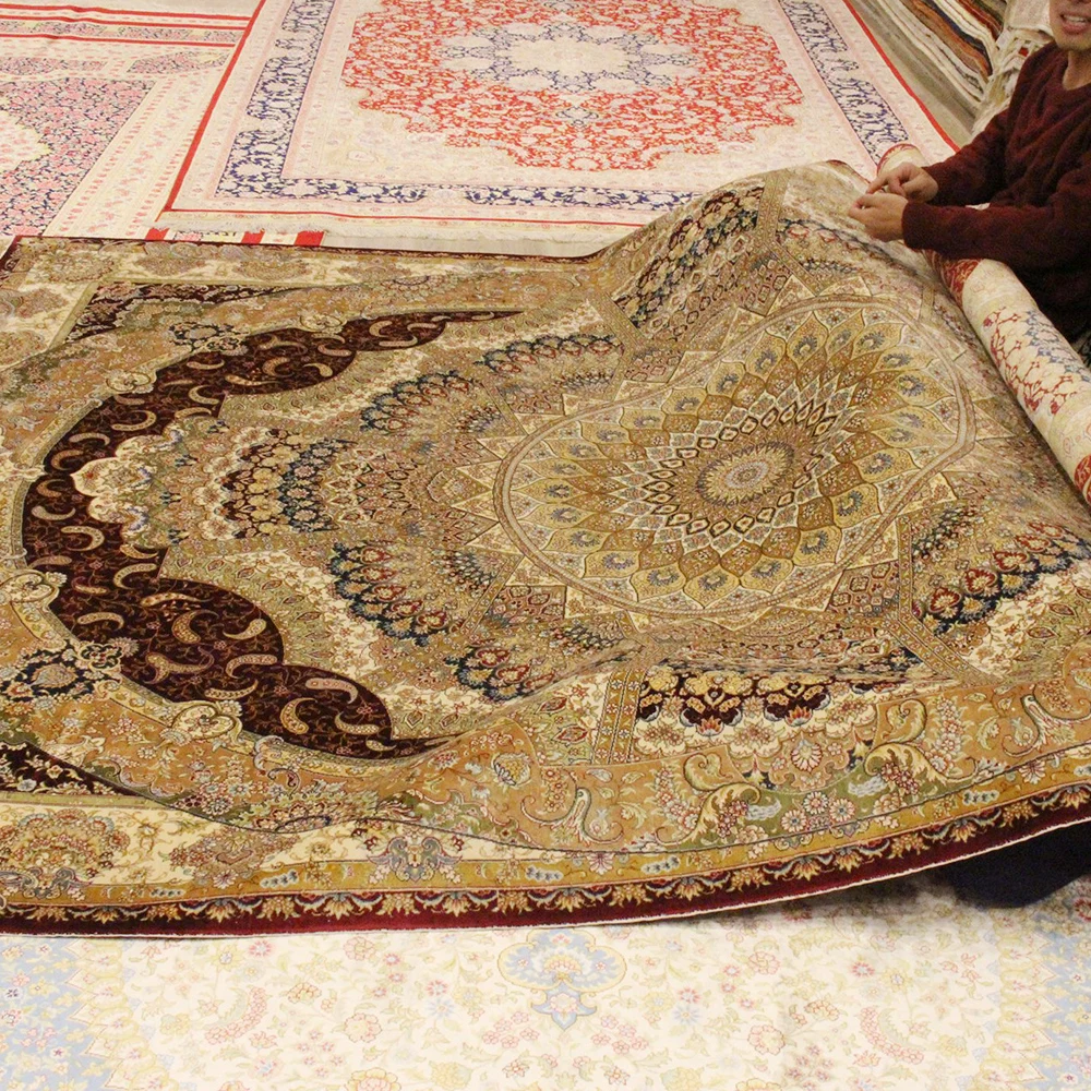 Yilong 6 'x9. 3' медальон Handknotted Шелковый персидский ковер домашний интерьер
