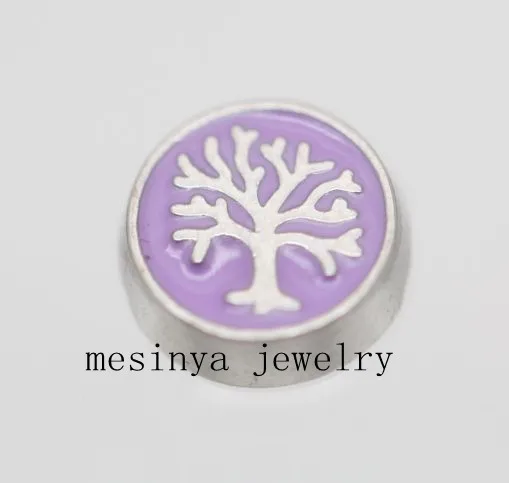 10 шт фиолетовые деревья жизни плавающие амулеты для стеклянного медальона